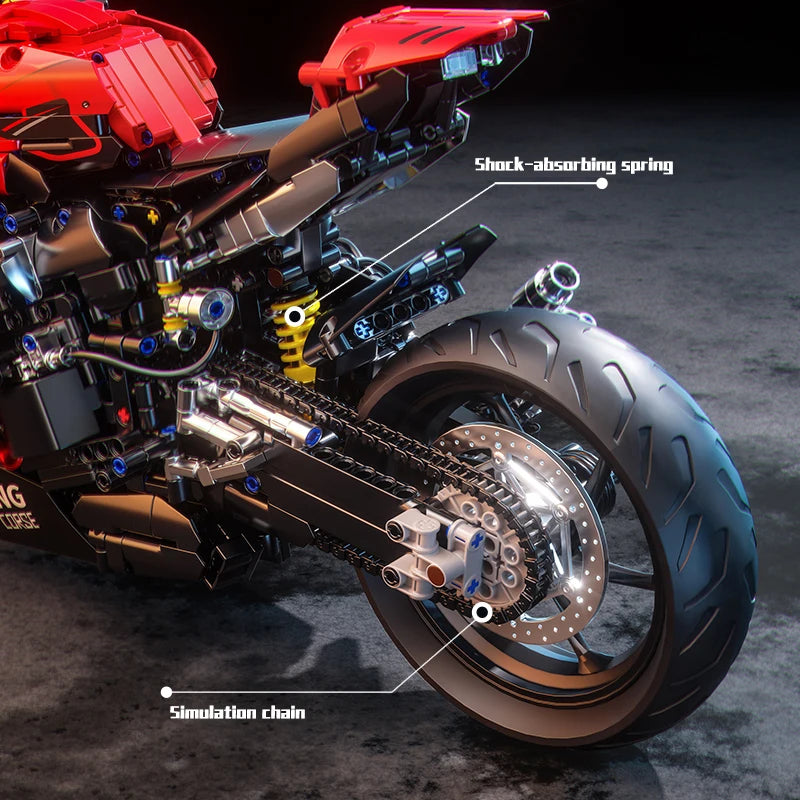 2024PCS  Bricks 1:5 Scale Motorcycle Building Blocks City Motorbike Locomotive Modular Model Toys TOYLINX High-Tech For Kid Gifts