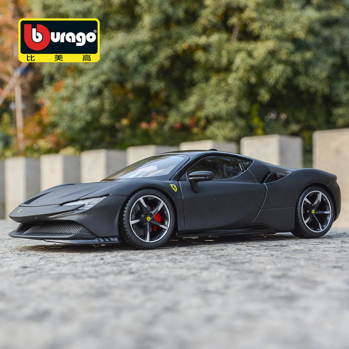 1:24 Die Cast Bburago Ferrari SF90 Stradale Black Sports Car Static Vehicles Collectible Model Car Toys