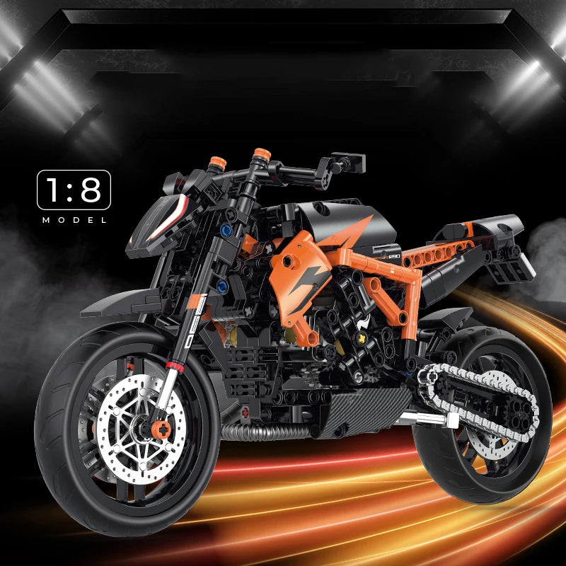 1:8 Bricks Motorbike Model Building Blocks Sets Racing Moto Bricks Toys Kids Boys Children Birthday Gifts Adult MOC Technical 529Pcs