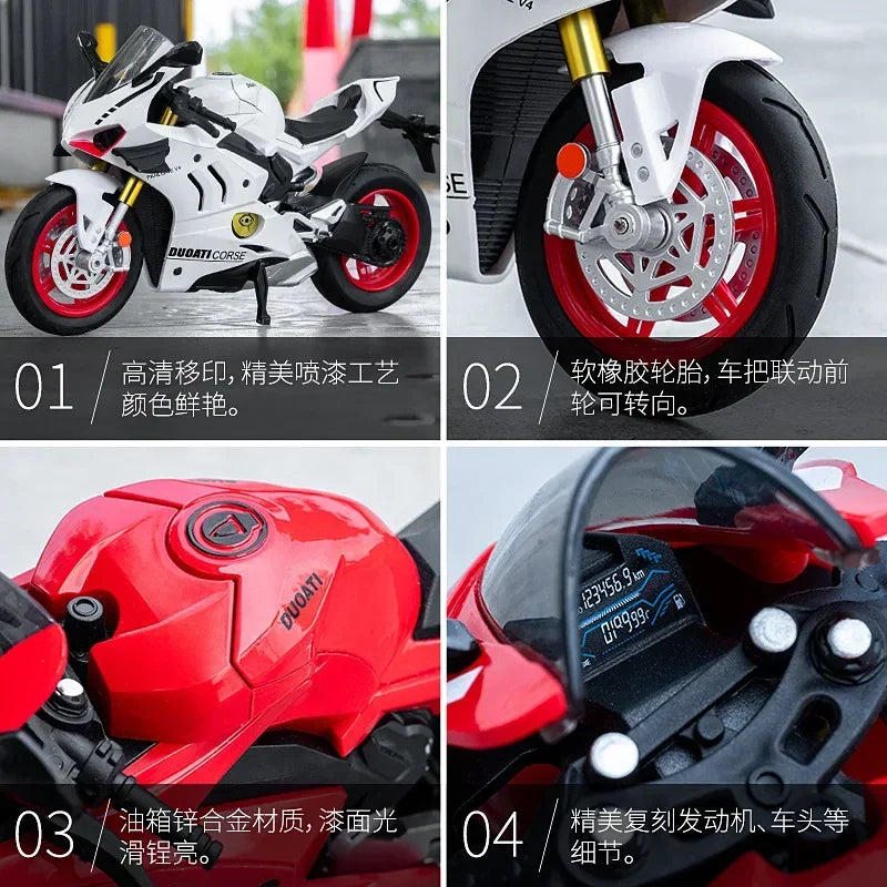 1:10 Die Cast Motorcycle Model Vehicle Collection Sound and Light Off Road Auto cycle