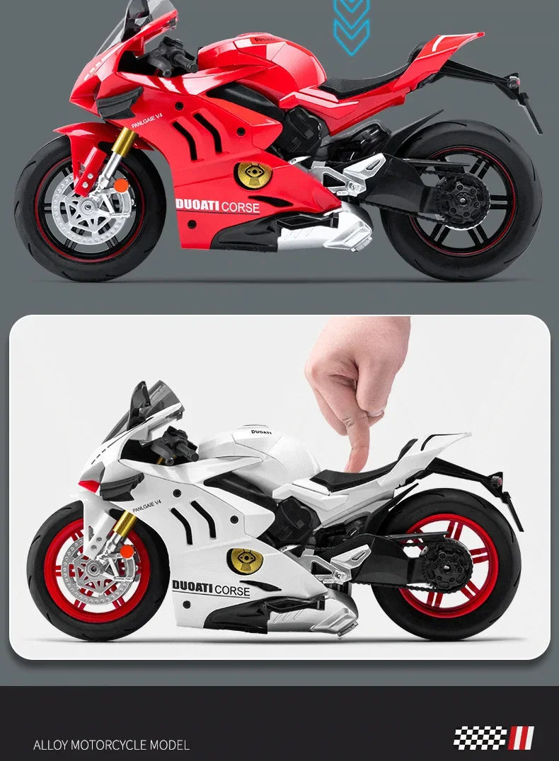 1:10 Die Cast Motorcycle Model Vehicle Collection Sound and Light Off Road Auto cycle