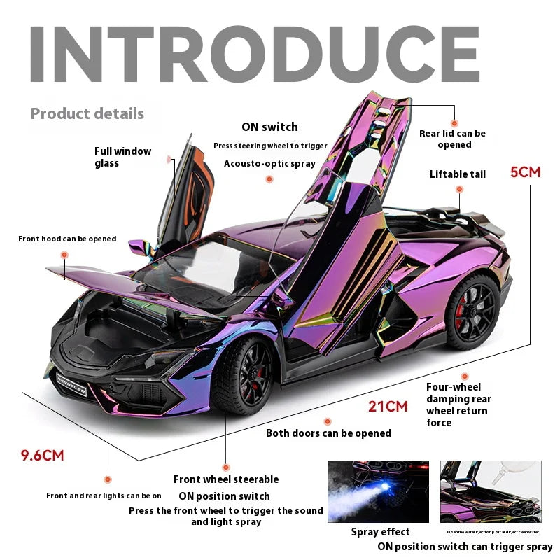 1:24 Die Casting Spray Lamborghini Revuelto Supercar Alloy  Model Car Miniauto Home Trendy Toys Ornaments Holiday Present For Boy
