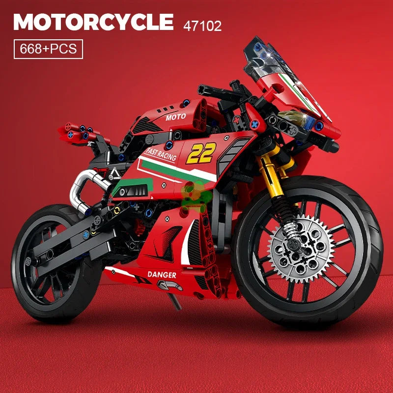 1:8 Bricks Motorbike Model Building Blocks Sets Racing Moto Toys Kids Boys Children Birthday Gifts Adult MOC Technical
