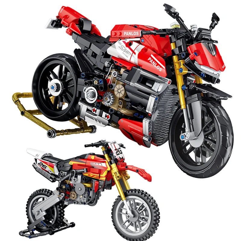 Bricks Technical Famous Champion Racing ，City Motorcycle Car Model Building Blocks，Speed Expert Motorbike Toys Kids Gifts