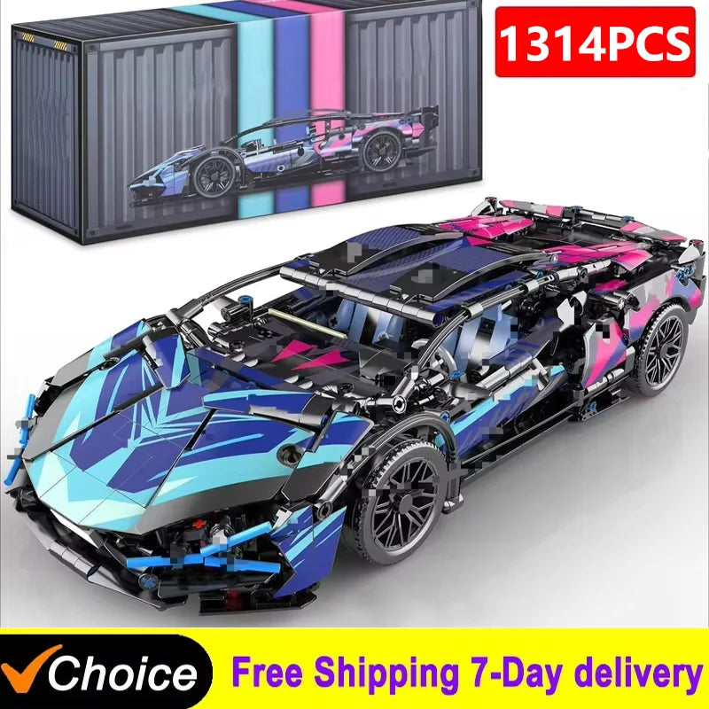 1314PCS Bricks Super Racing Model Racing Car Model Building Blocks City Mechanical Speed Vehicle Kid Adults Boy Gifts