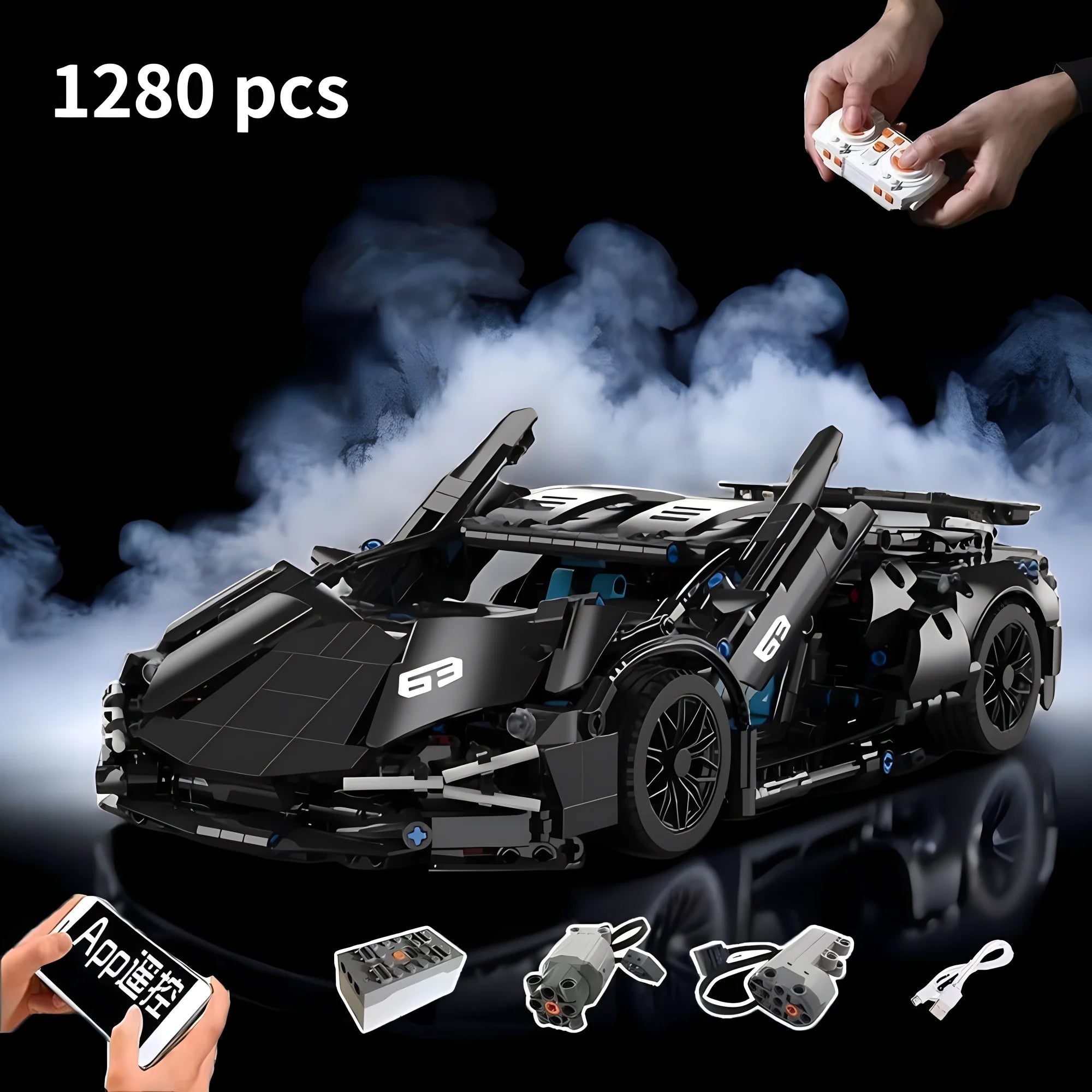 Brick Racing Sport Car Model Building Blocks technic adults 1:14 DIY Supercar Puzzle Toys Kid Adult Gift（1280+granule）