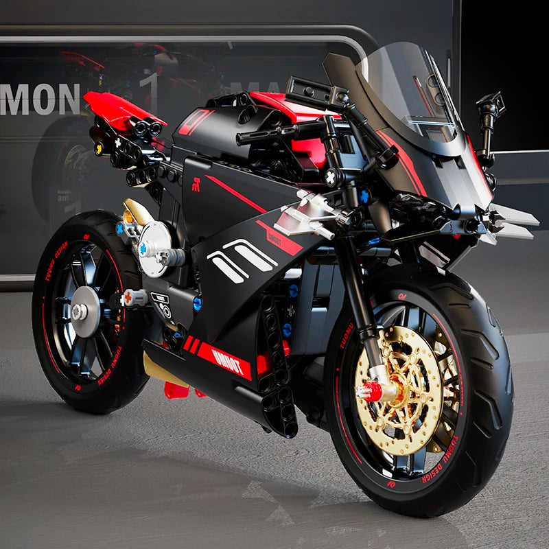 1:8 DIY Bricks High-Speed Racing Motorcycle Building Blocks Set  Model Kit for Kids Adults STEM Educational Toys Gifts 426pcs