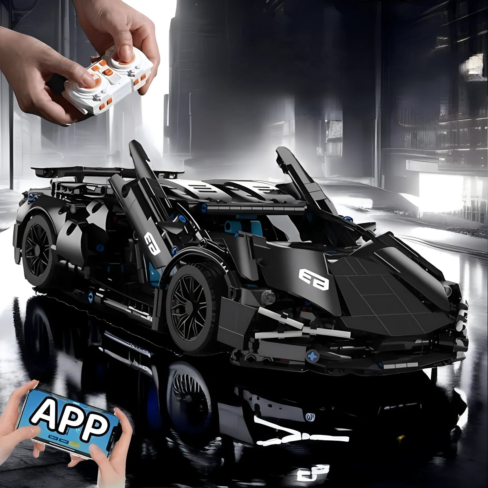 Brick Racing Sport Car Model Building Blocks technic adults 1:14 DIY Supercar Puzzle Toys Kid Adult Gift（1280+granule）