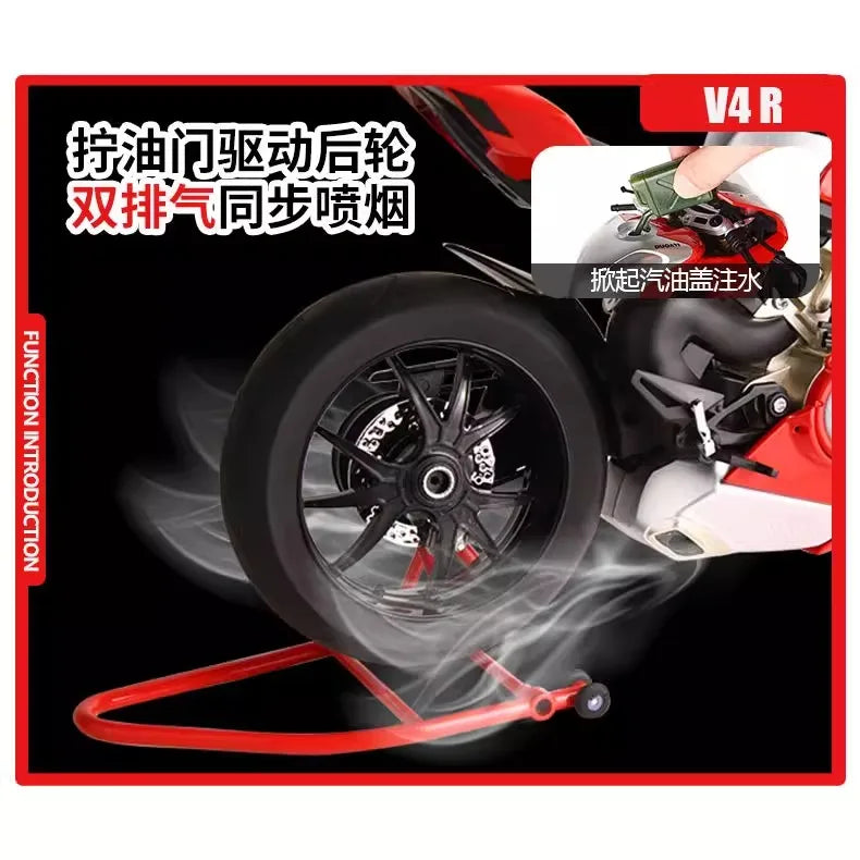 1: 6 Die Cast Ducati V4R Motorcycle Model Ignition Simulation Alloy Motorcycle spray Toy Collection Ornament Gift