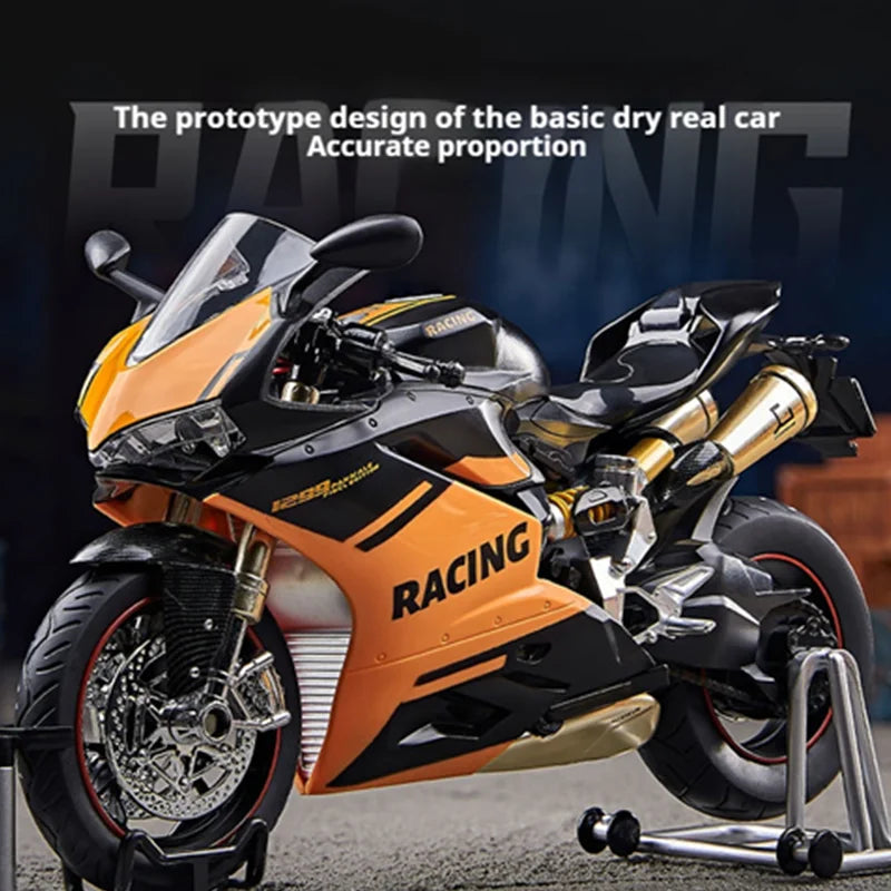 1:9 Die Cast model ornaments, realistic die-cast metal motorcycle model, Startable sprayable For Ducati 1299 motorcycle