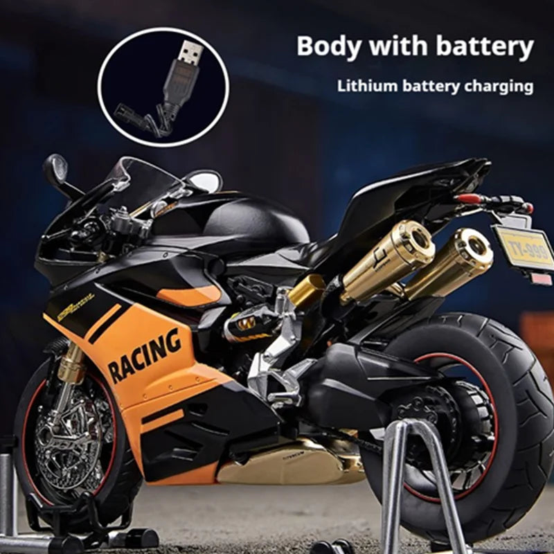 1:9 Die Cast model ornaments, realistic die-cast metal motorcycle model, Startable sprayable For Ducati 1299 motorcycle