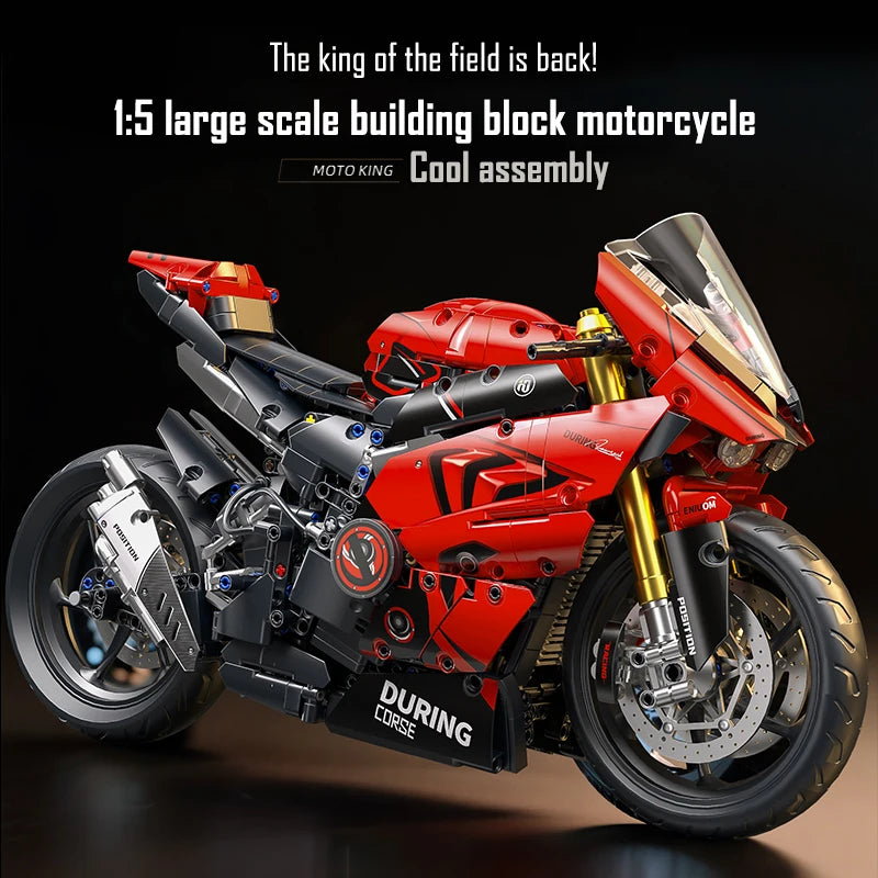 Bricks 2024PCS 1:5 Scale Motorcycle Building Blocks High-Tech City Motorbike Locomotive Modular Model Toys For Kid Gifts