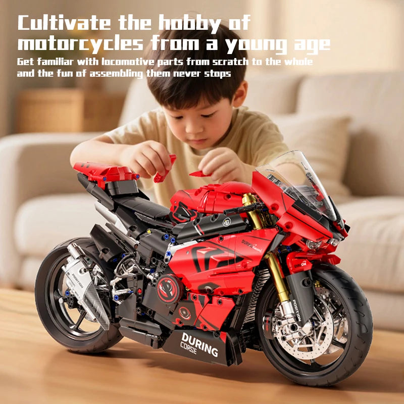 2024PCS  Bricks 1:5 Scale Motorcycle Building Blocks City Motorbike Locomotive Modular Model Toys TOYLINX High-Tech For Kid Gifts