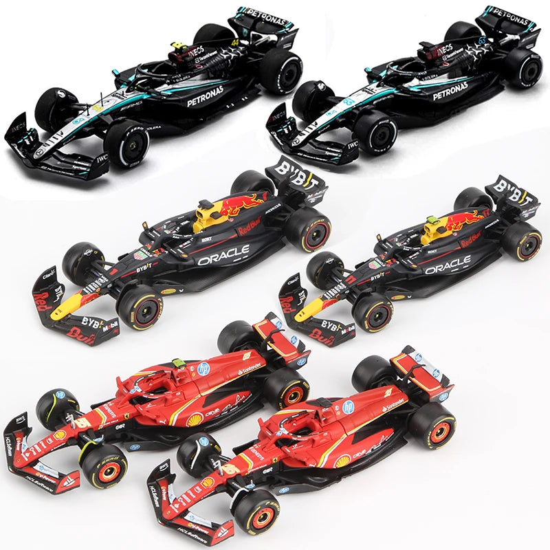 1:43 Die Cast 2024 F1 Alloy Car Model Formula Racing  Toy SF24 RB20 W15 MCL38 Red Bull Mercedes New Season Bburago
